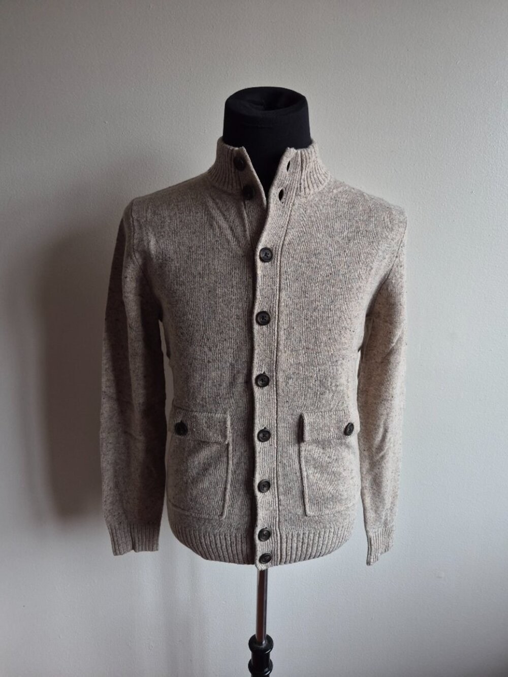 New Stenstroms Men's Beige 100% Merino Wool Cardigan Sweater Size M